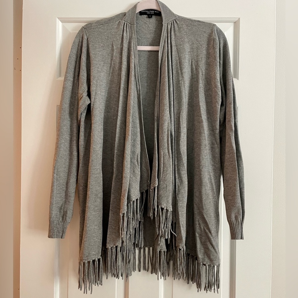 Fringe Detail Open Front Cardigan